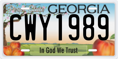 GA license plate CWY1989