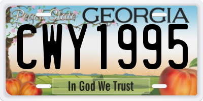 GA license plate CWY1995
