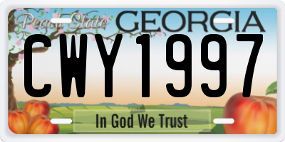 GA license plate CWY1997