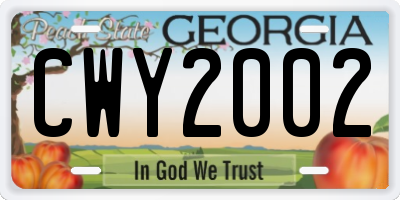 GA license plate CWY2002
