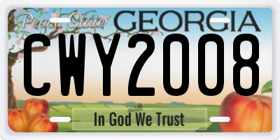 GA license plate CWY2008