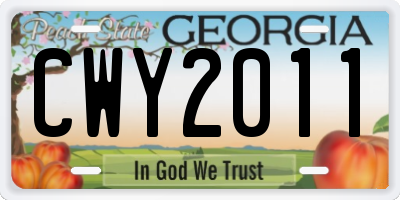 GA license plate CWY2011