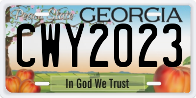 GA license plate CWY2023