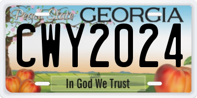 GA license plate CWY2024