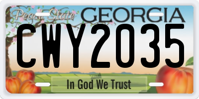 GA license plate CWY2035