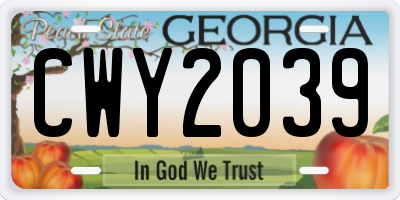 GA license plate CWY2039