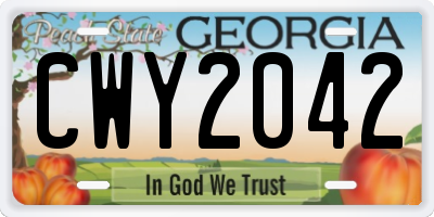 GA license plate CWY2042