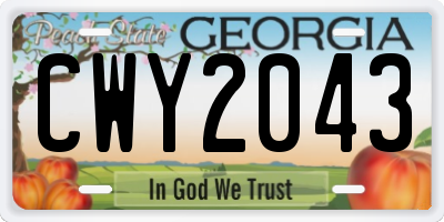 GA license plate CWY2043