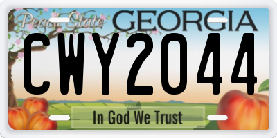 GA license plate CWY2044
