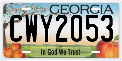 GA license plate CWY2053
