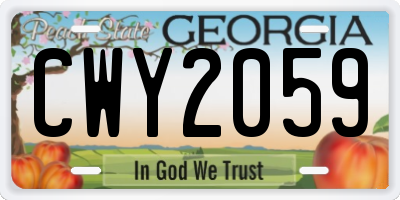 GA license plate CWY2059