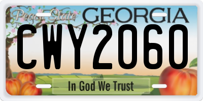 GA license plate CWY2060