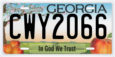 GA license plate CWY2066