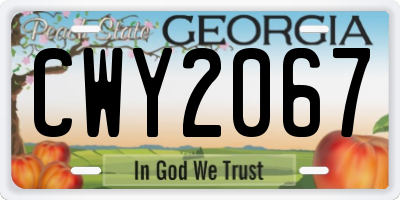 GA license plate CWY2067