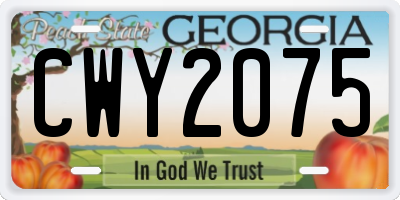 GA license plate CWY2075
