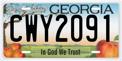 GA license plate CWY2091