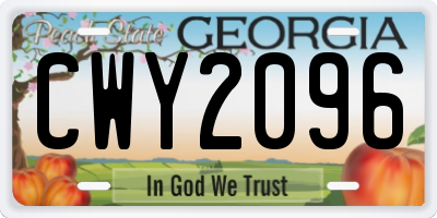 GA license plate CWY2096