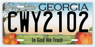GA license plate CWY2102