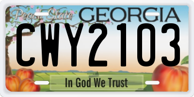 GA license plate CWY2103