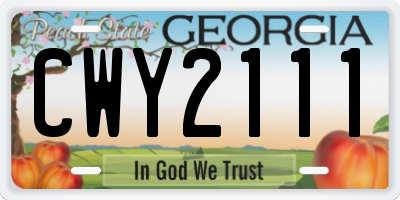 GA license plate CWY2111