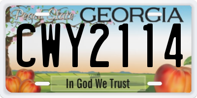 GA license plate CWY2114