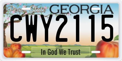 GA license plate CWY2115