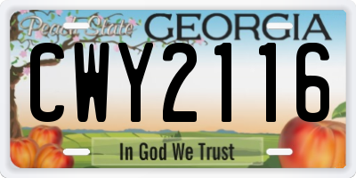 GA license plate CWY2116