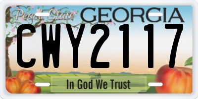 GA license plate CWY2117