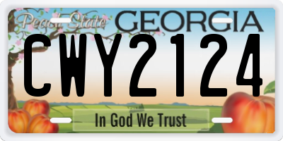 GA license plate CWY2124