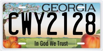 GA license plate CWY2128