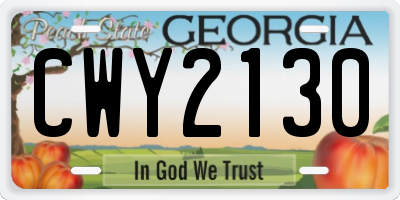 GA license plate CWY2130
