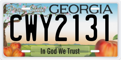 GA license plate CWY2131