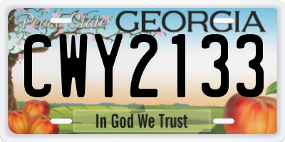 GA license plate CWY2133