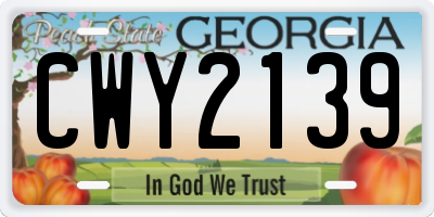 GA license plate CWY2139