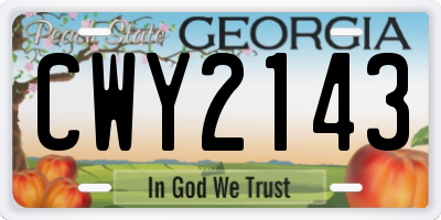 GA license plate CWY2143