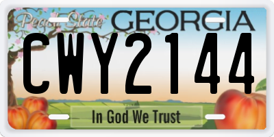 GA license plate CWY2144