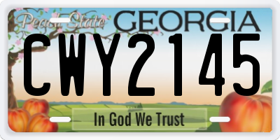 GA license plate CWY2145