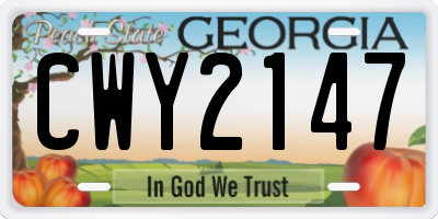 GA license plate CWY2147