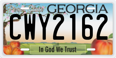 GA license plate CWY2162