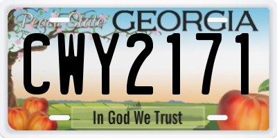 GA license plate CWY2171