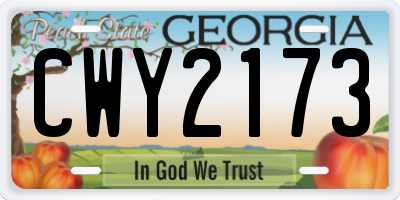 GA license plate CWY2173