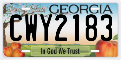 GA license plate CWY2183
