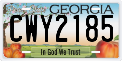 GA license plate CWY2185