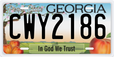 GA license plate CWY2186