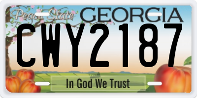 GA license plate CWY2187