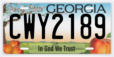GA license plate CWY2189