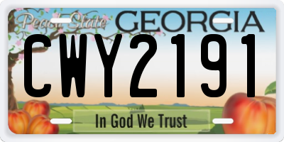 GA license plate CWY2191