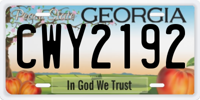 GA license plate CWY2192