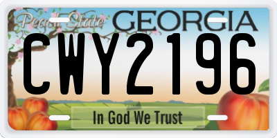 GA license plate CWY2196
