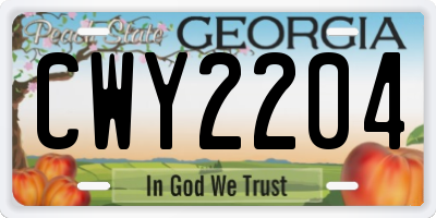 GA license plate CWY2204